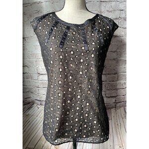 The‎ Limited Women's Open Eyelet Style Double Layered Sleeveless Black Blouse M